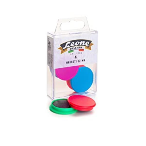 LEONE DELL'ERA BOTTONI MAGNETICI IN PLASTICA DIAMETRO 32 mm COLORI ASSORTITI CONF 6 Pz.